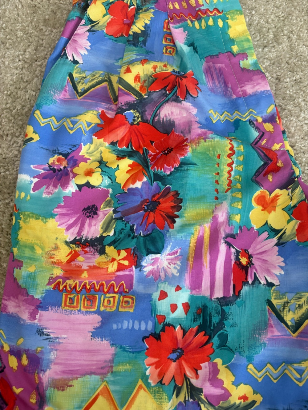 Vintage Men’s Pleated Shorts Vibrant Funky Colorful Floral Geometric Print 28 - Picture 6 of 10